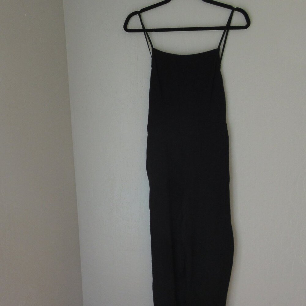 Asos Black Elastic Leg Hem Spaghetti Straps Size 10 Pockets Jumpsuit